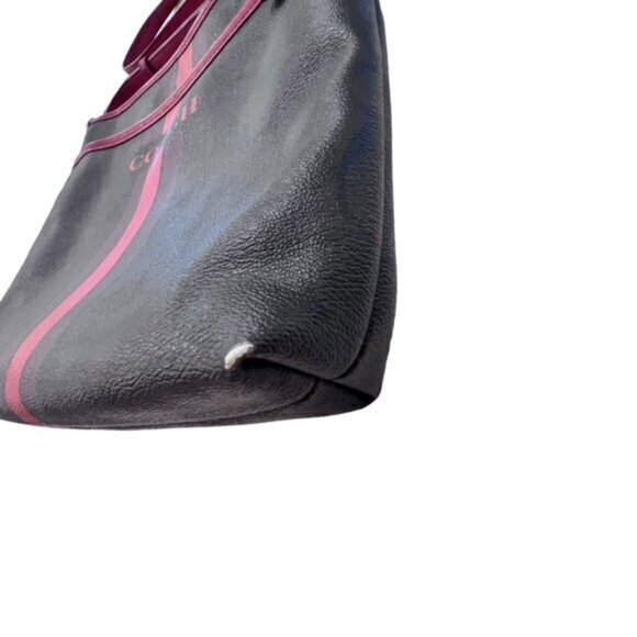 🎉SALE🎉 COACH Signature Varsity Stripe Crossbody Bag Brown Red PVC - Picture 11 of 16